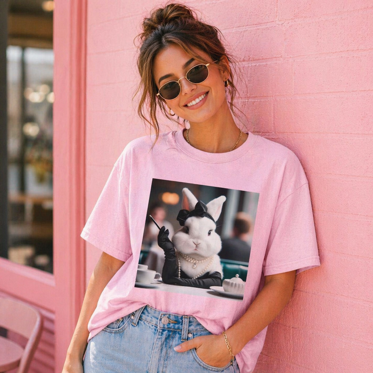 Pearl Bunny · Tea Break Retro Designed for Women - Slim Fit Cotton Tee