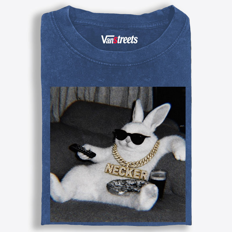 Bling Bunny's Couch Vibe Washed T-Shirt | 100% Cotton | Streetwear Essential