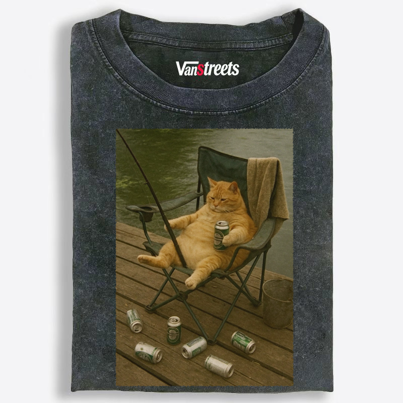 Funny Outdoor Cat Lover Washed T-Shirt | 100% Cotton | Streetwear Essential