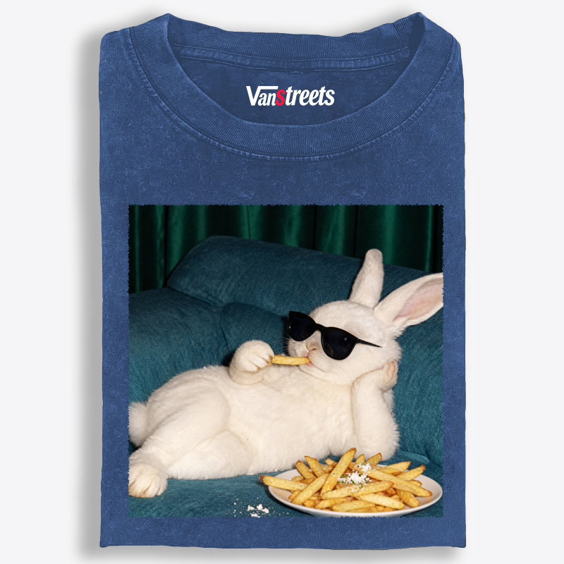 Funny Lazy Bunny Lover Washed T-Shirt | 100% Cotton | Streetwear Essential