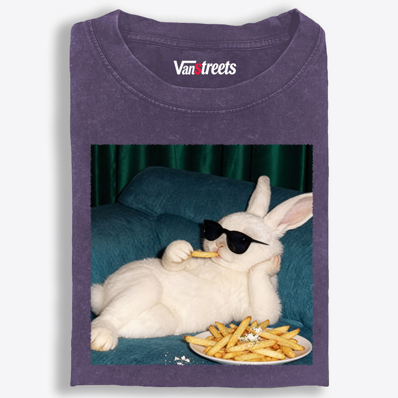 Funny Lazy Bunny Lover Washed T-Shirt | 100% Cotton | Streetwear Essential