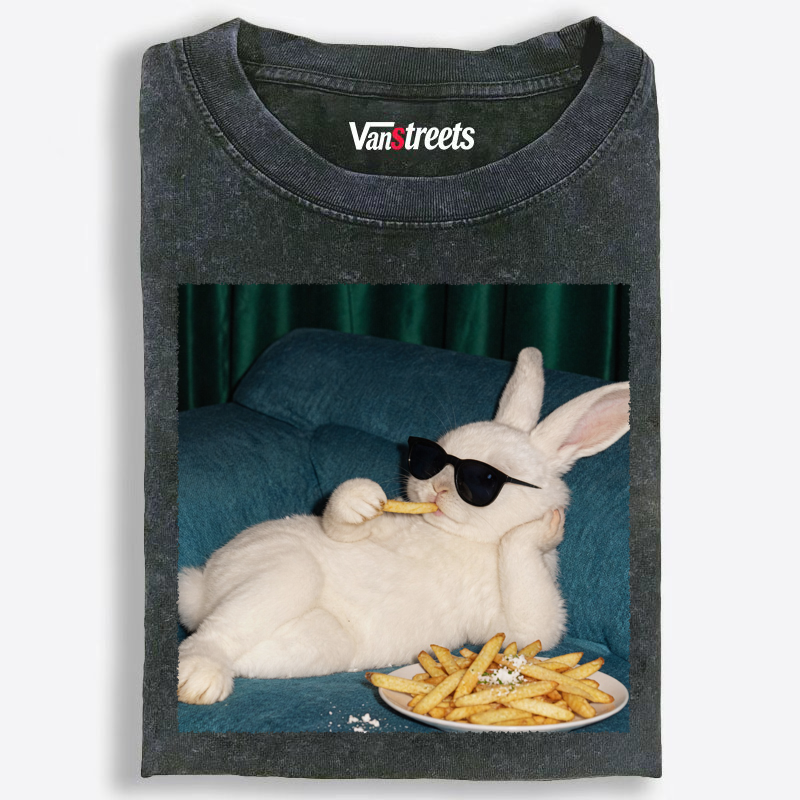 Funny Lazy Bunny Lover Washed T-Shirt | 100% Cotton | Streetwear Essential