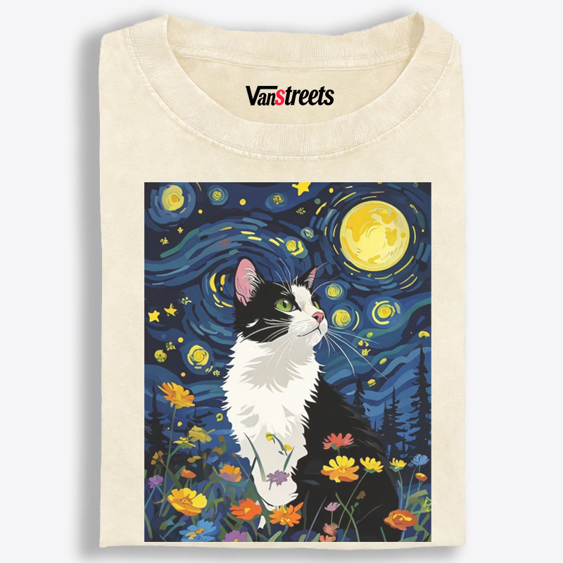 Art Cat Lover Washed T-Shirt | 100% Cotton | Streetwear Essential