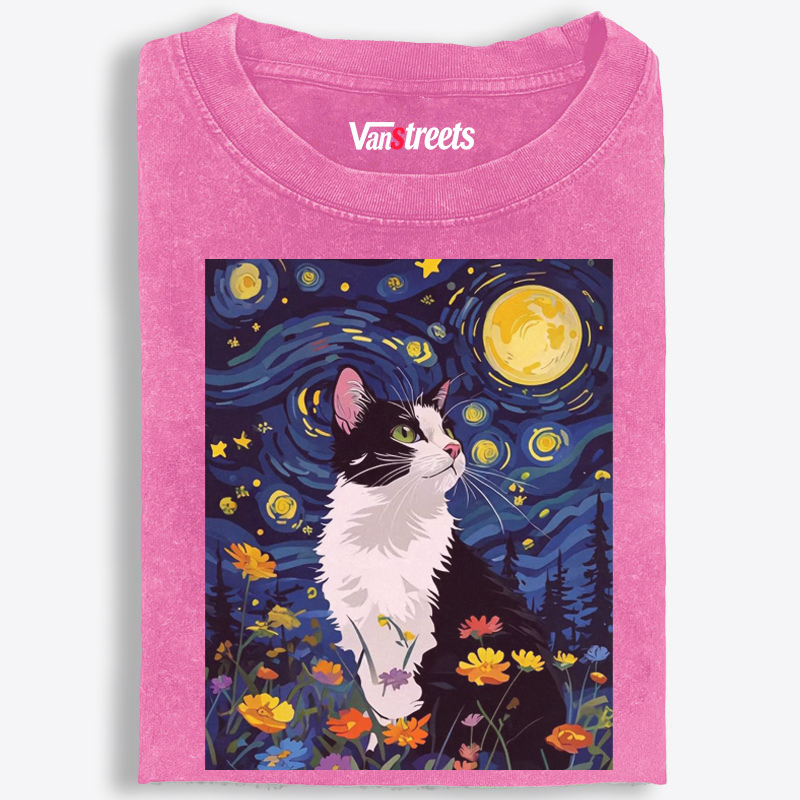 Art Cat Lover Washed T-Shirt | 100% Cotton | Streetwear Essential