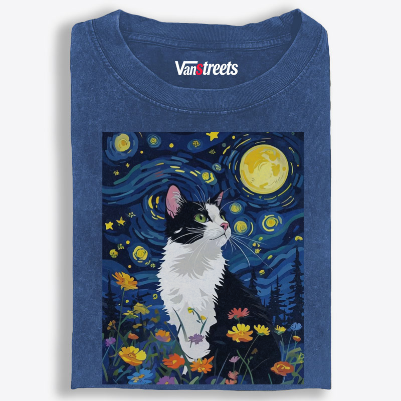Art Cat Lover Washed T-Shirt | 100% Cotton | Streetwear Essential