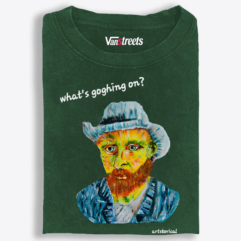 Hand-Painted Van Gogh Self Portrait Washed T-Shirt | 100% Cotton | Streetwear Essential