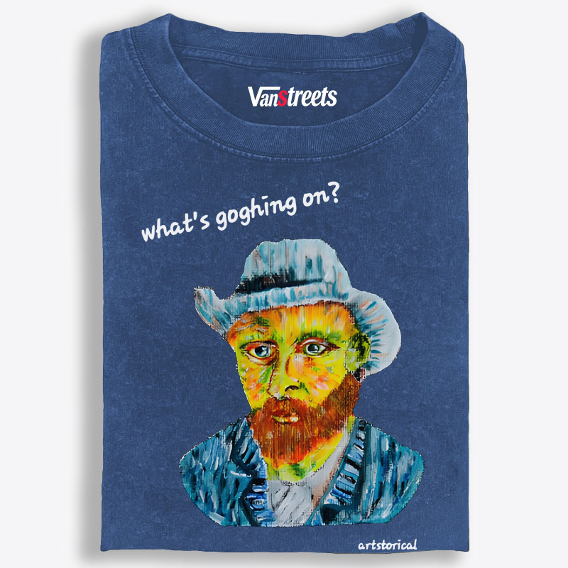 Hand-Painted Van Gogh Self Portrait Washed T-Shirt | 100% Cotton | Streetwear Essential
