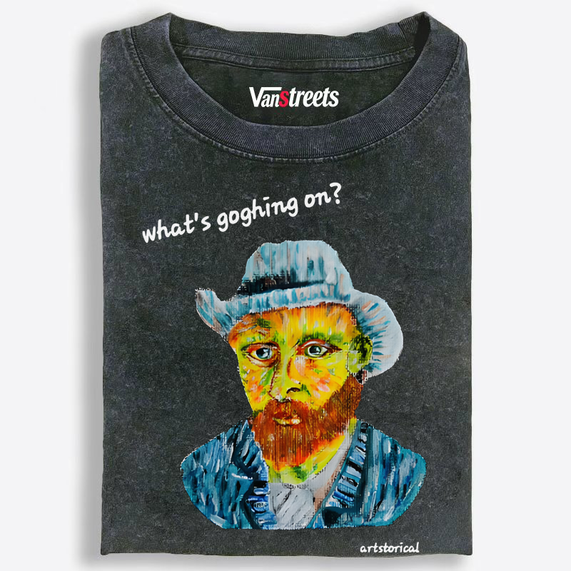 Hand-Painted Van Gogh Self Portrait Washed T-Shirt | 100% Cotton | Streetwear Essential
