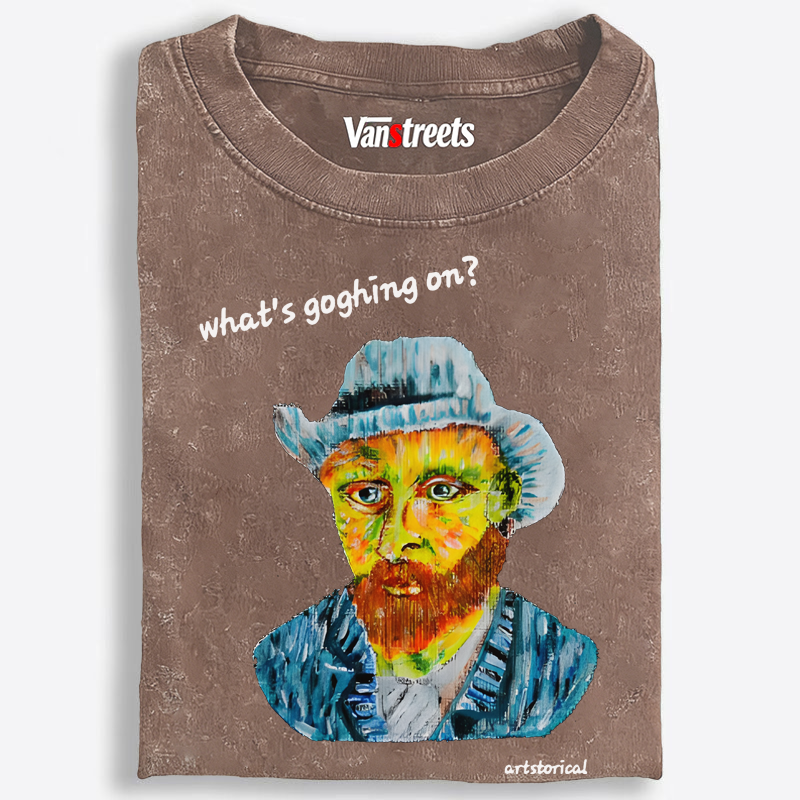 Hand-Painted Van Gogh Self Portrait Washed T-Shirt | 100% Cotton | Streetwear Essential