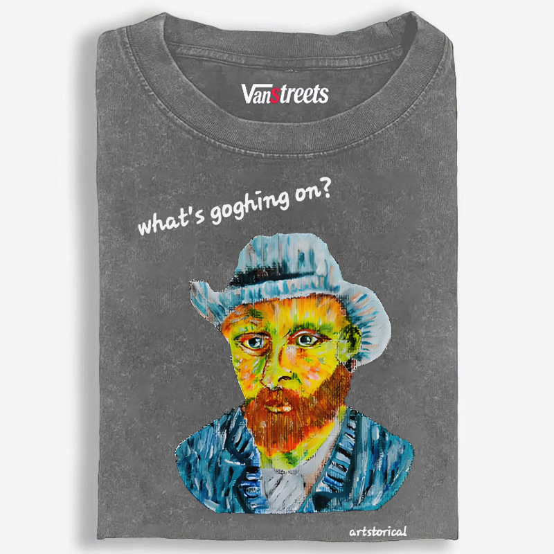 Hand-Painted Van Gogh Self Portrait Washed T-Shirt | 100% Cotton | Streetwear Essential
