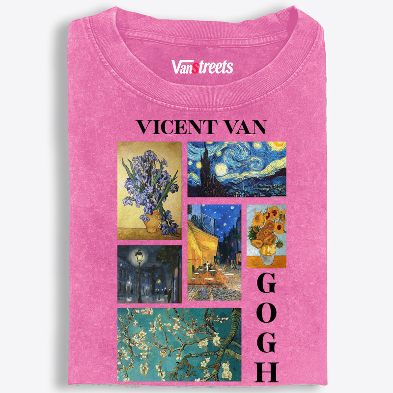 Van Gogh Masterpieces Collage Graphic Washed T-Shirt | 100% Cotton | Streetwear Essential