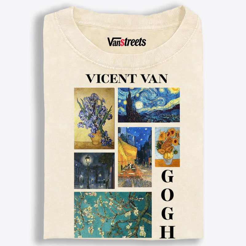 Van Gogh Masterpieces Collage Graphic Washed T-Shirt | 100% Cotton | Streetwear Essential