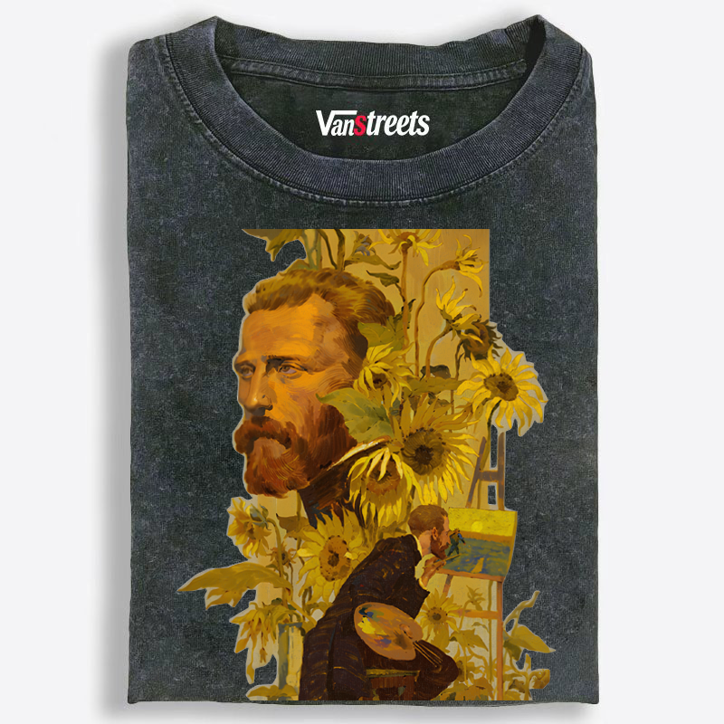 Artist Painting Sunflowers Art Washed T-Shirt | 100% Cotton | Streetwear Essential