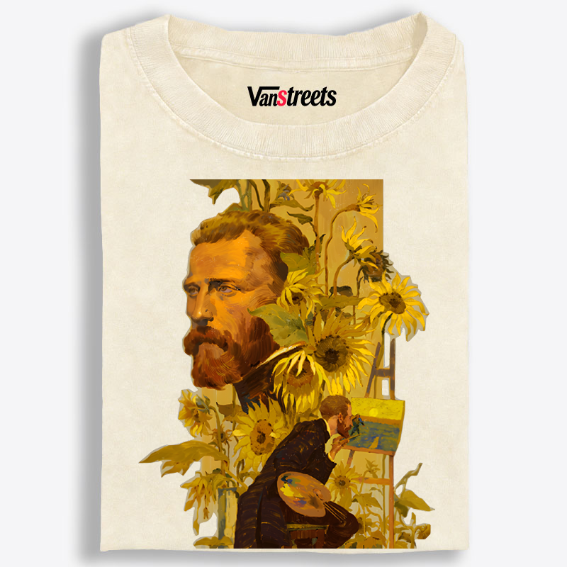 Artist Painting Sunflowers Art Washed T-Shirt | 100% Cotton | Streetwear Essential