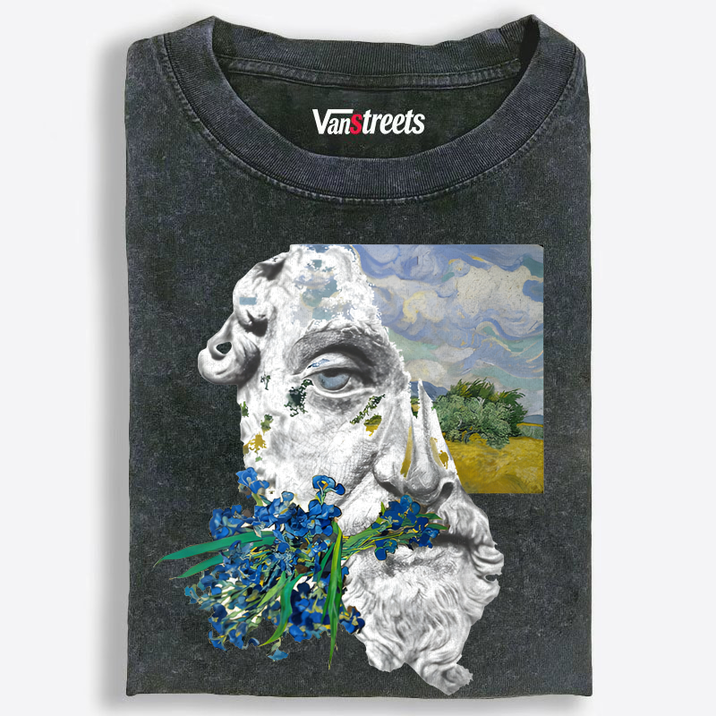 Mixed Media Van Gogh Art Washed T-Shirt | 100% Cotton | Streetwear Essential