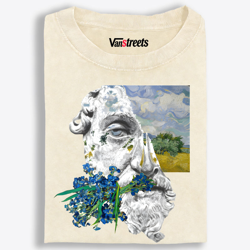 Mixed Media Van Gogh Art Washed T-Shirt | 100% Cotton | Streetwear Essential