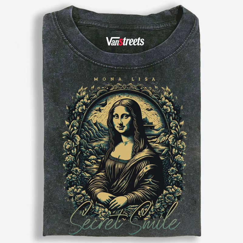 Vintage Mona Lisa "Secret Smile" Washed T-Shirt | 100% Cotton | Streetwear Essential
