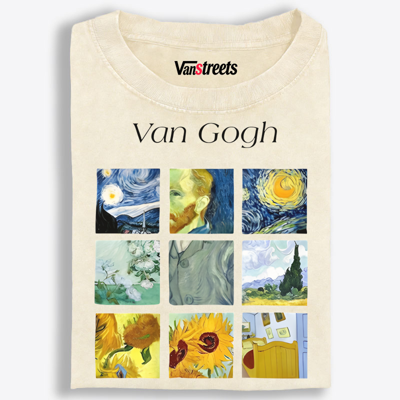 Van Gogh Masterpieces Collage Washed T-Shirt | 100% Cotton | Streetwear Essential