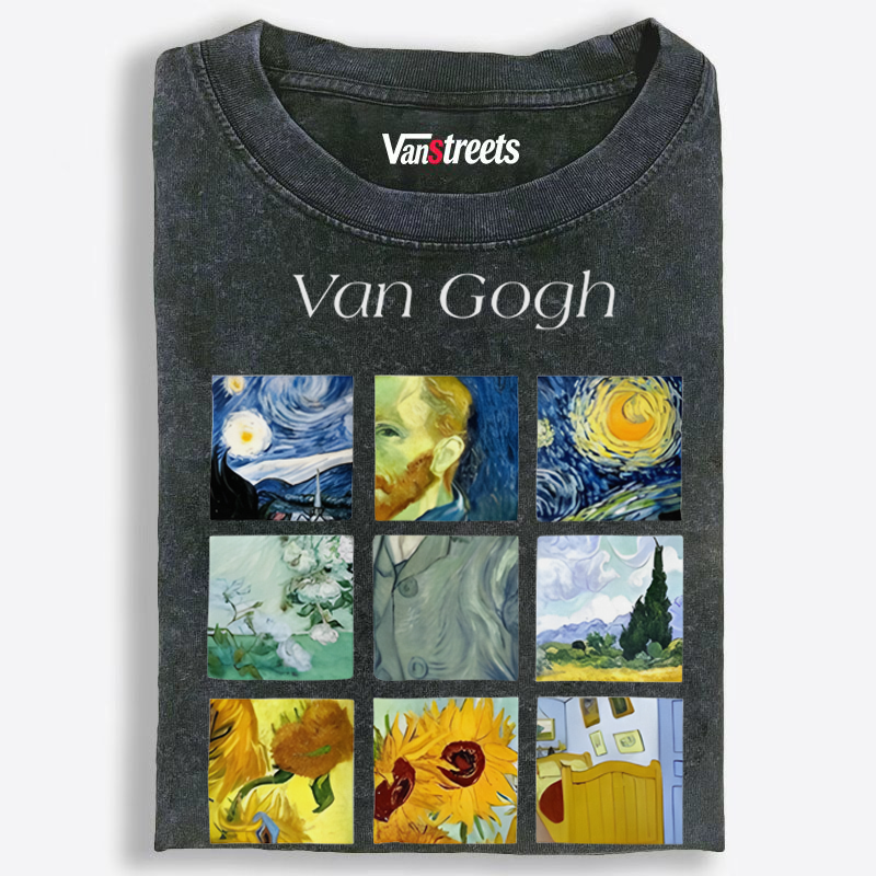Van Gogh Masterpieces Collage Washed T-Shirt | 100% Cotton | Streetwear Essential