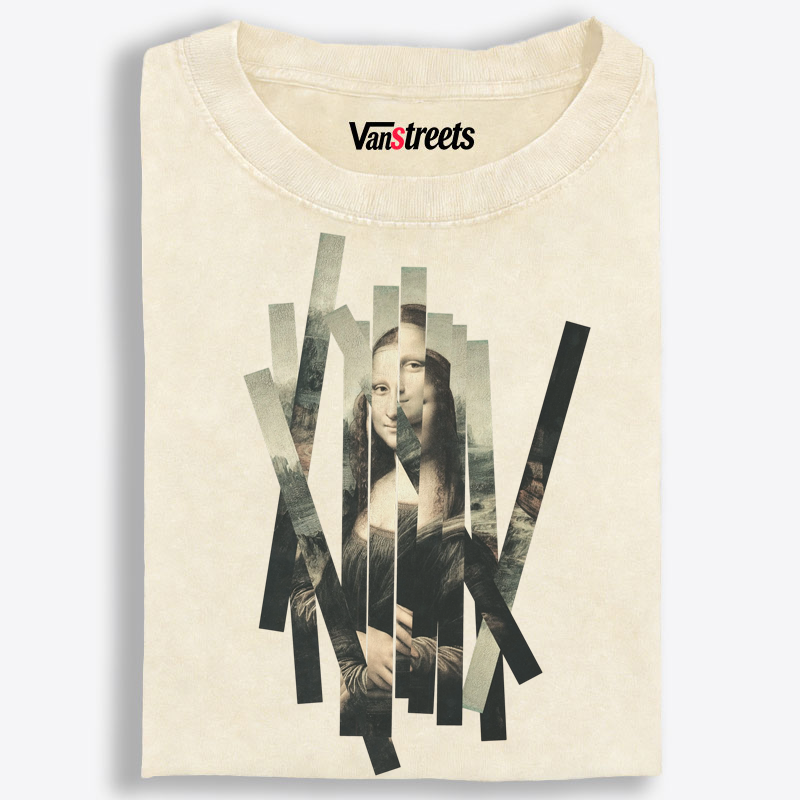 Glitch Art Mona Lisa Graphic Washed T-Shirt | 100% Cotton | Streetwear Essential