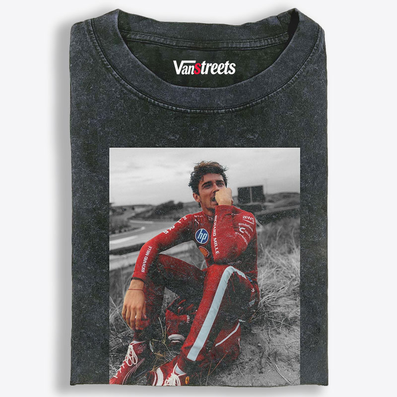Charles Leclerc F1 Retro Washed T-Shirt | 100% Cotton | Streetwear Essential