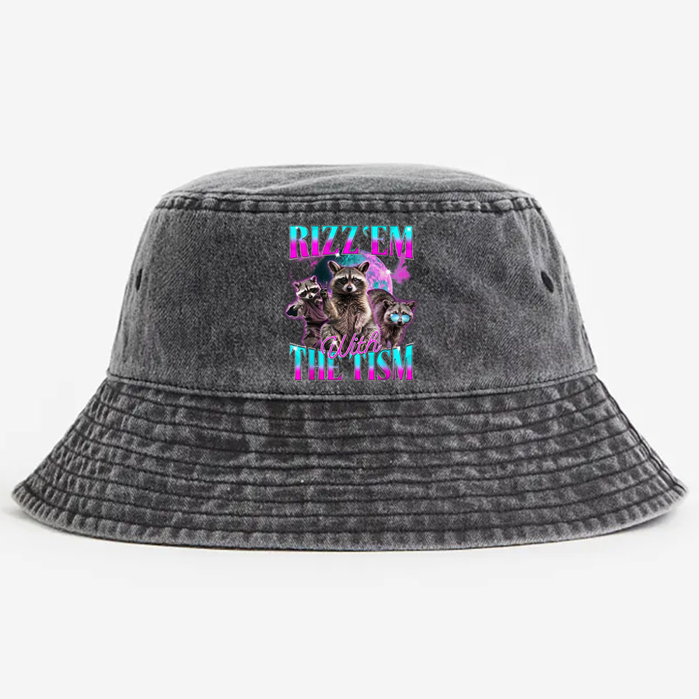 RIZZ ’EM WITH THE TISM Retro Vintage Washed Bucket Hat