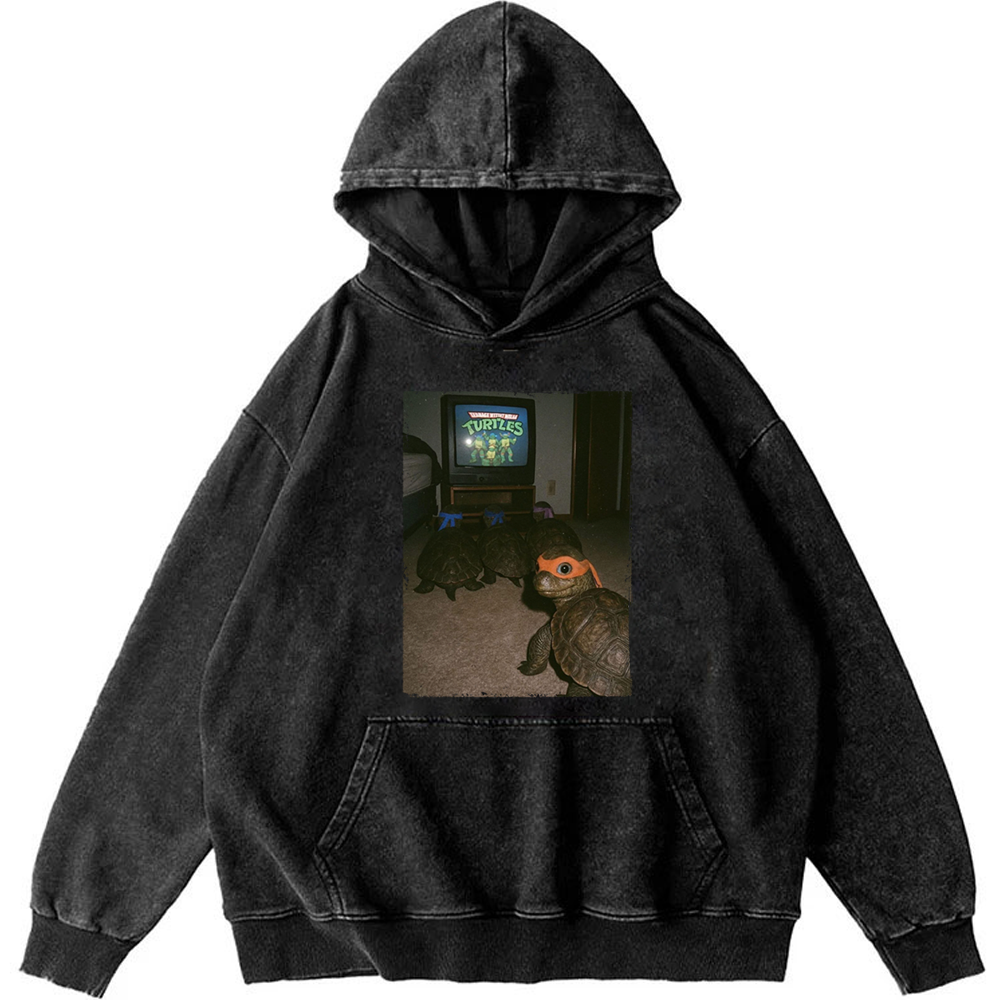 Vintage Ninja Turtles Movie Night Graphic Edition Retro Washed Hoodie