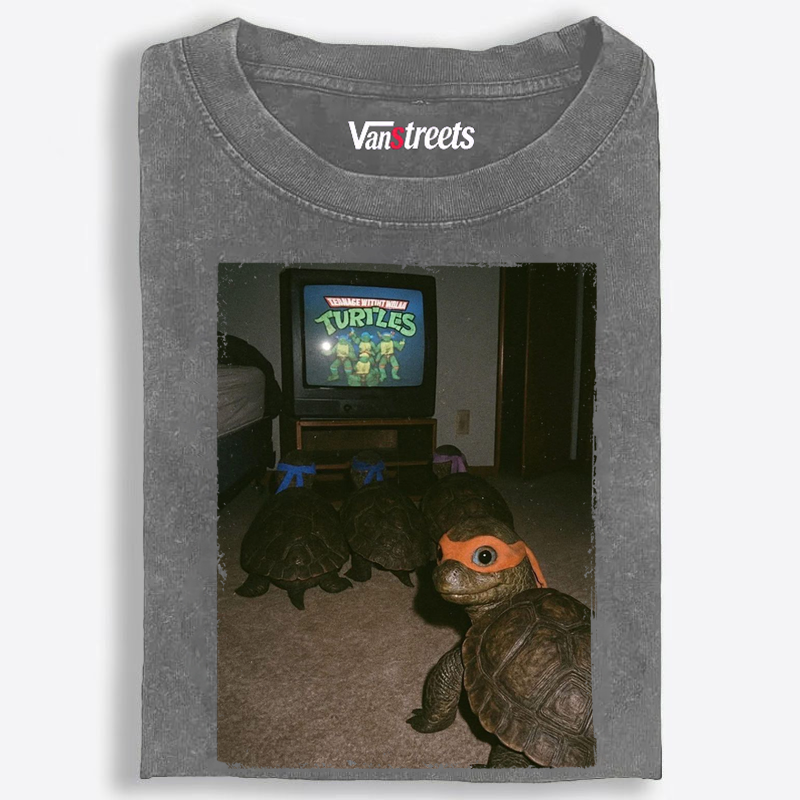 Vintage Ninja Turtles Movie Night Graphic Edition Retro Washed T-Shirt | 100% Cotton | Streetwear Essential