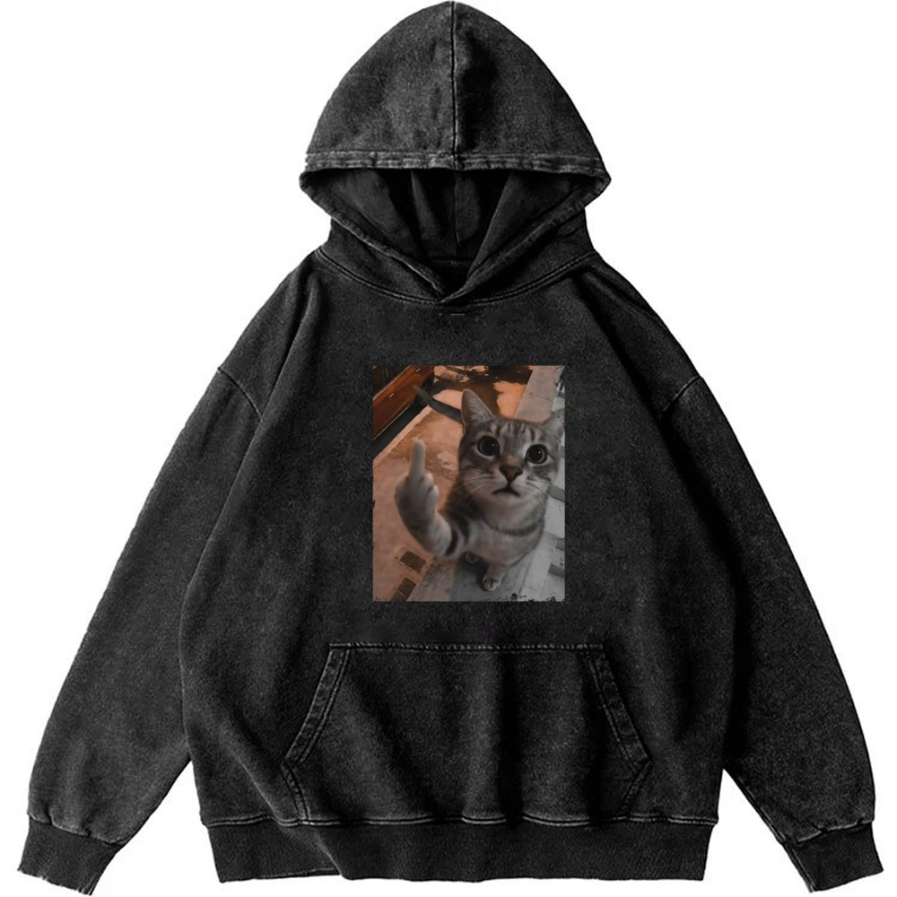 Cat's Unapologetic Vintage Salute Washed Hoodie