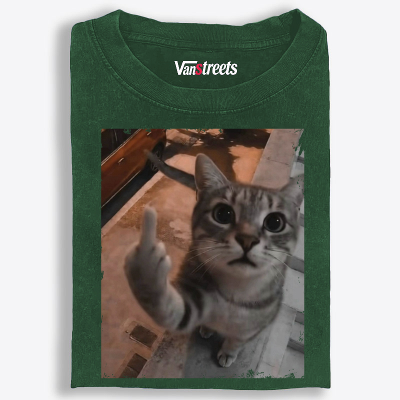 Cat's Unapologetic Vintage Salute Washed T-Shirt | 100% Cotton | Streetwear Essential