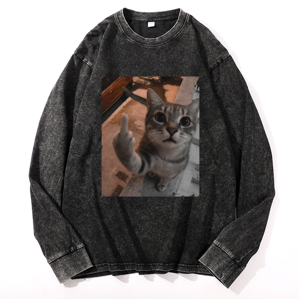 Cat's Unapologetic Vintage Salute Washed Long Sleeve T-Shirt