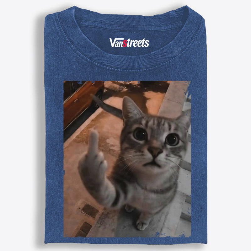 Cat's Unapologetic Vintage Salute Washed T-Shirt | 100% Cotton | Streetwear Essential