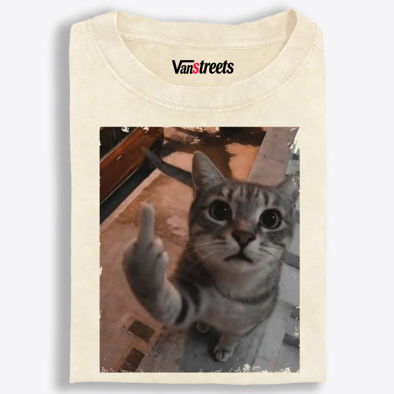 Cat's Unapologetic Vintage Salute Washed T-Shirt | 100% Cotton | Streetwear Essential