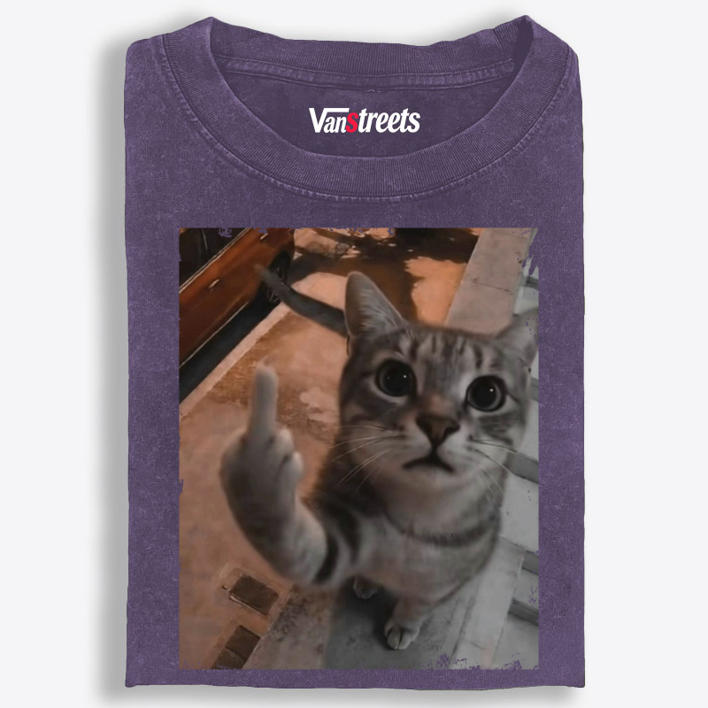 Cat's Unapologetic Vintage Salute Washed T-Shirt | 100% Cotton | Streetwear Essential