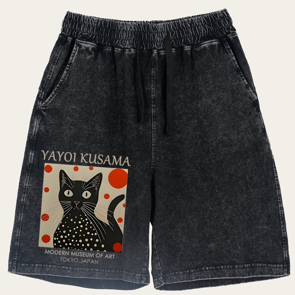 Yayoi Kusama Cat Retro Washed Shorts