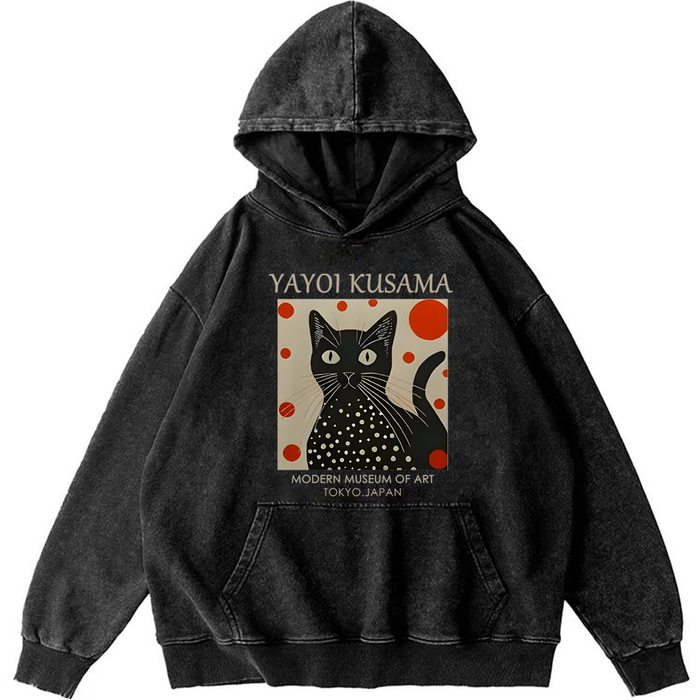 Yayoi Kusama Cat Retro Washed Hoodie