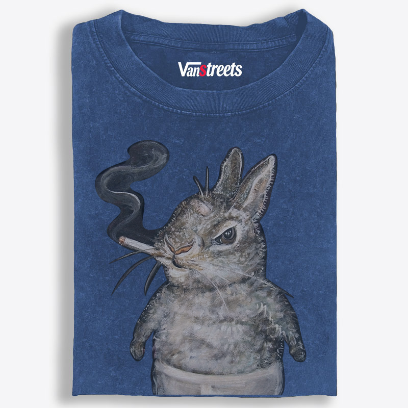 A bunny smoking Retro Washed T-Shirt | 100% Cotton | Streetwear Essential