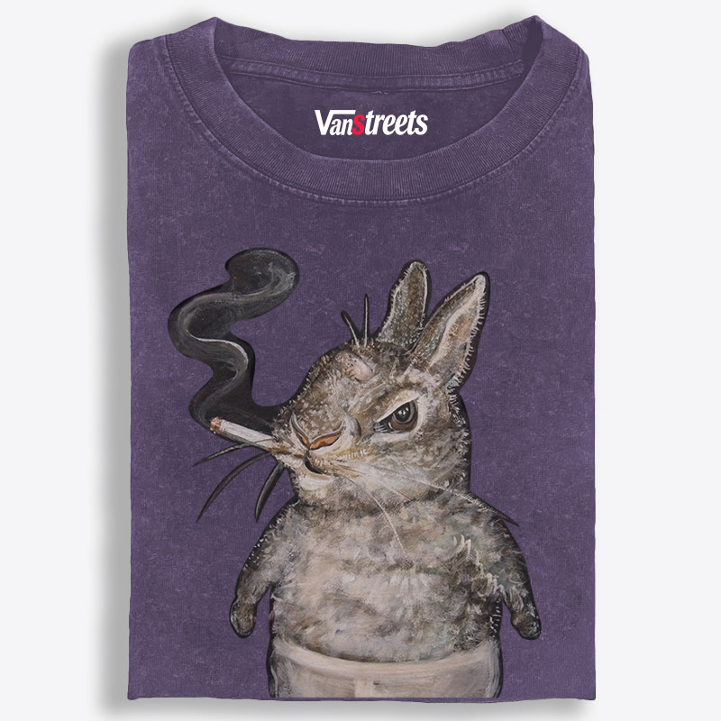 A bunny smoking Retro Washed T-Shirt | 100% Cotton | Streetwear Essential