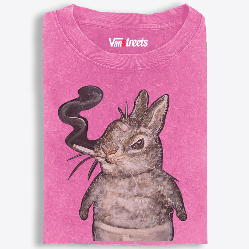 A bunny smoking Retro Washed T-Shirt | 100% Cotton | Streetwear Essential