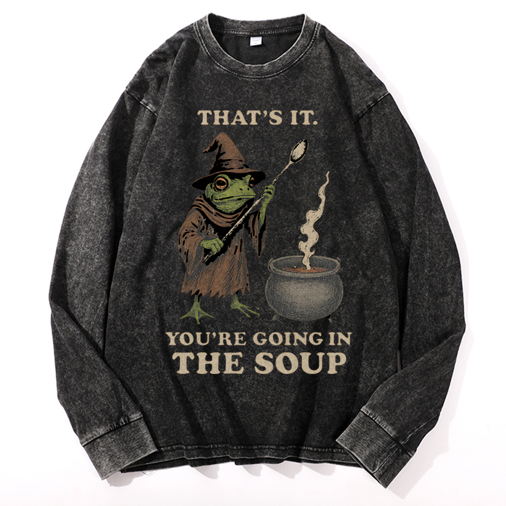 Witchy Frog Soup Threat Retro Washed Long Sleeve T-Shirt