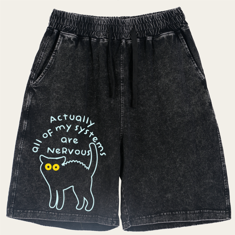 All of My Systems Are Nervous Retro Washed Shorts