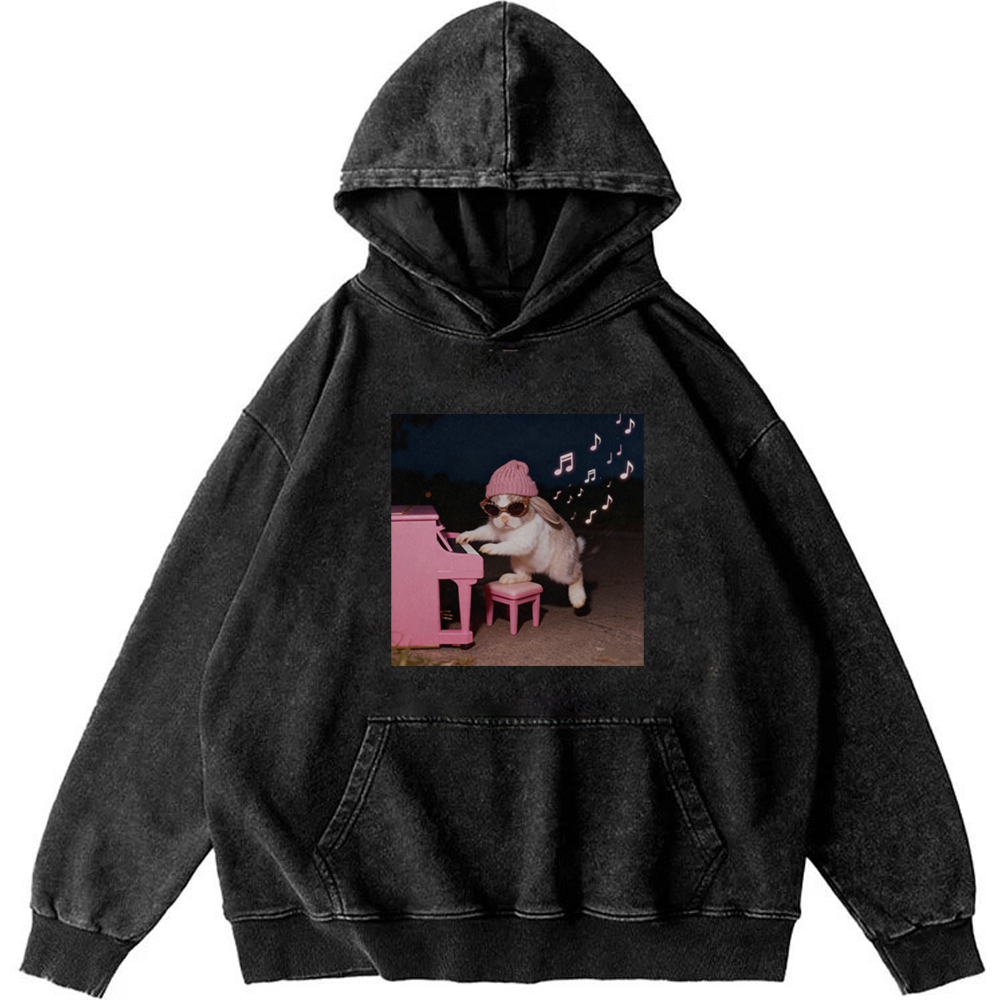 Bunny Rhythm Rabbit Retro Washed Hoodie