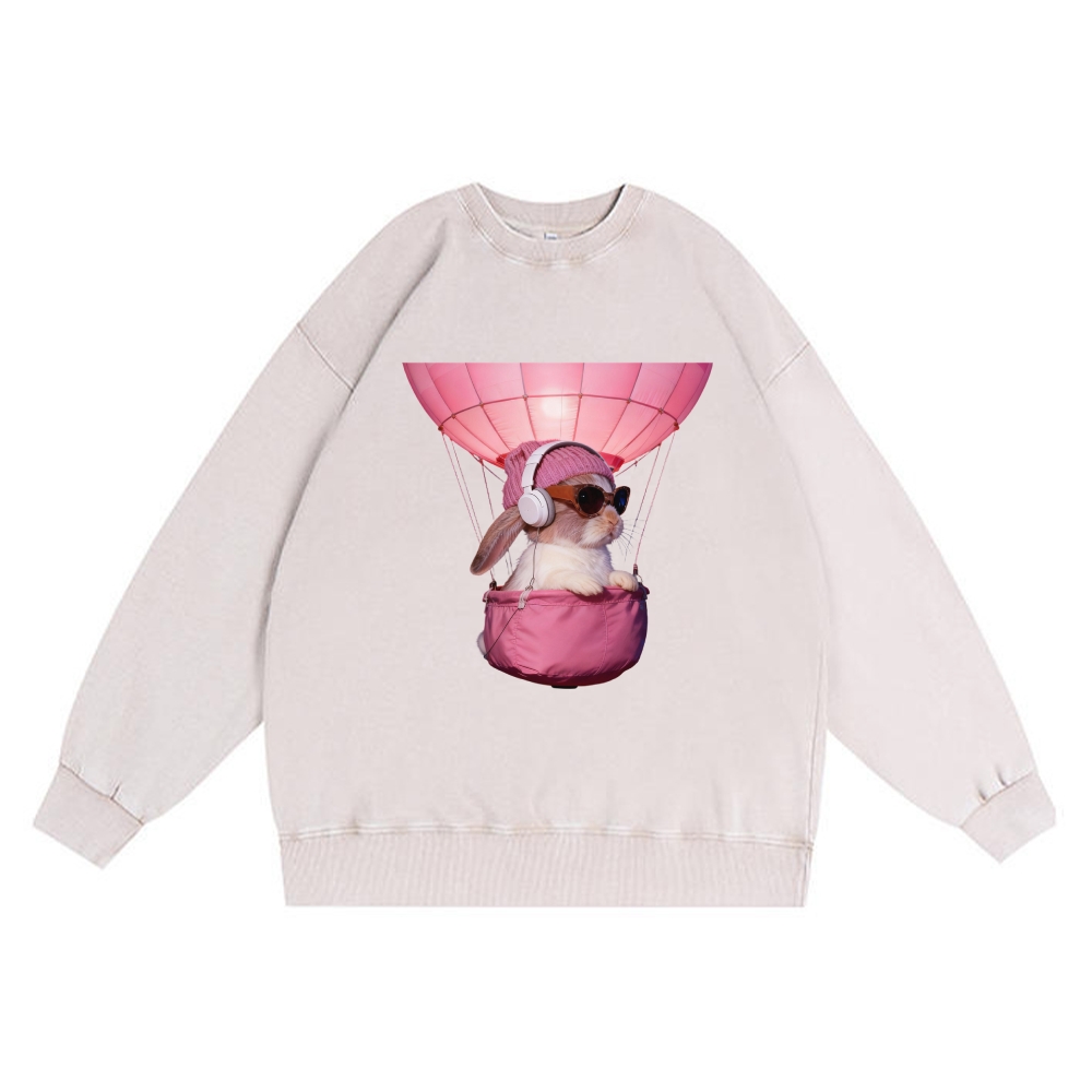 Bunny The Rabbit Retro Premium Washed Cotton Crewneck Sweatshirt