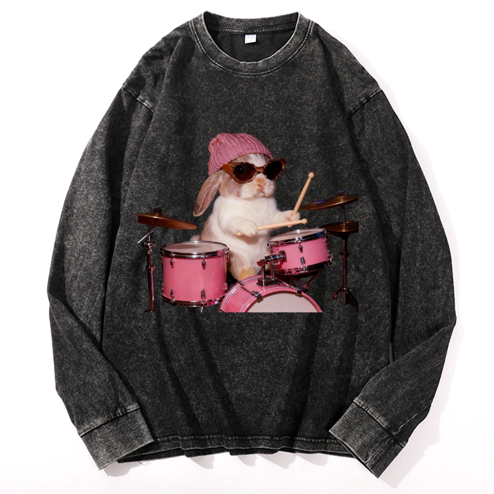 Bunny Rockin' Bunny Retro Washed Long Sleeve T-Shirt