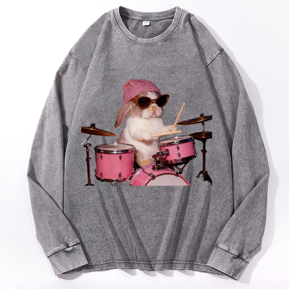 Bunny Rockin' Bunny Retro Washed Long Sleeve T-Shirt