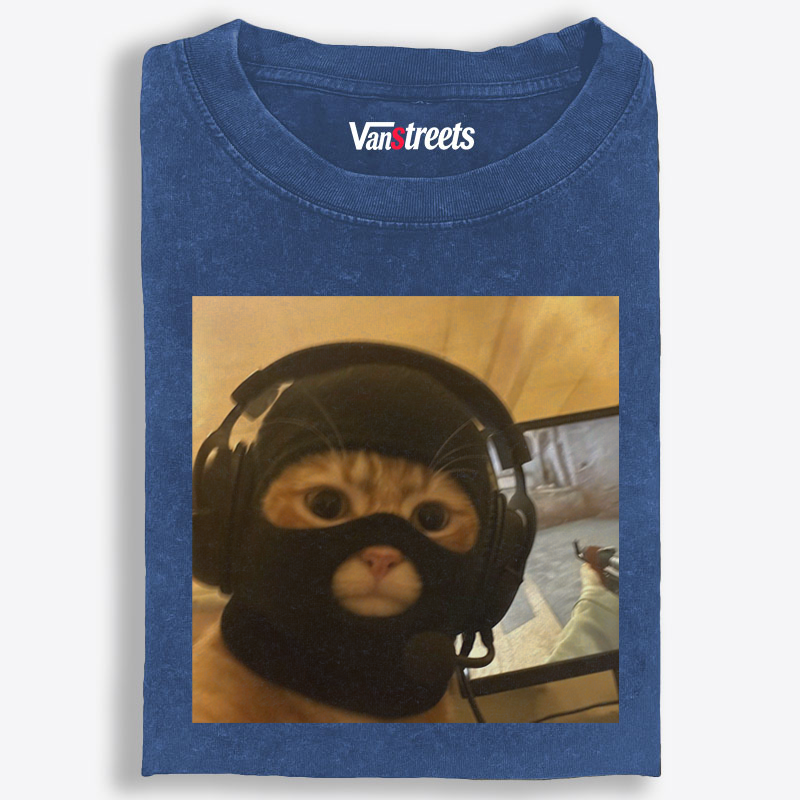 CS:GO Balaclava Cat Meme Retro Washed T-Shirt | 100% Cotton | Streetwear Essential