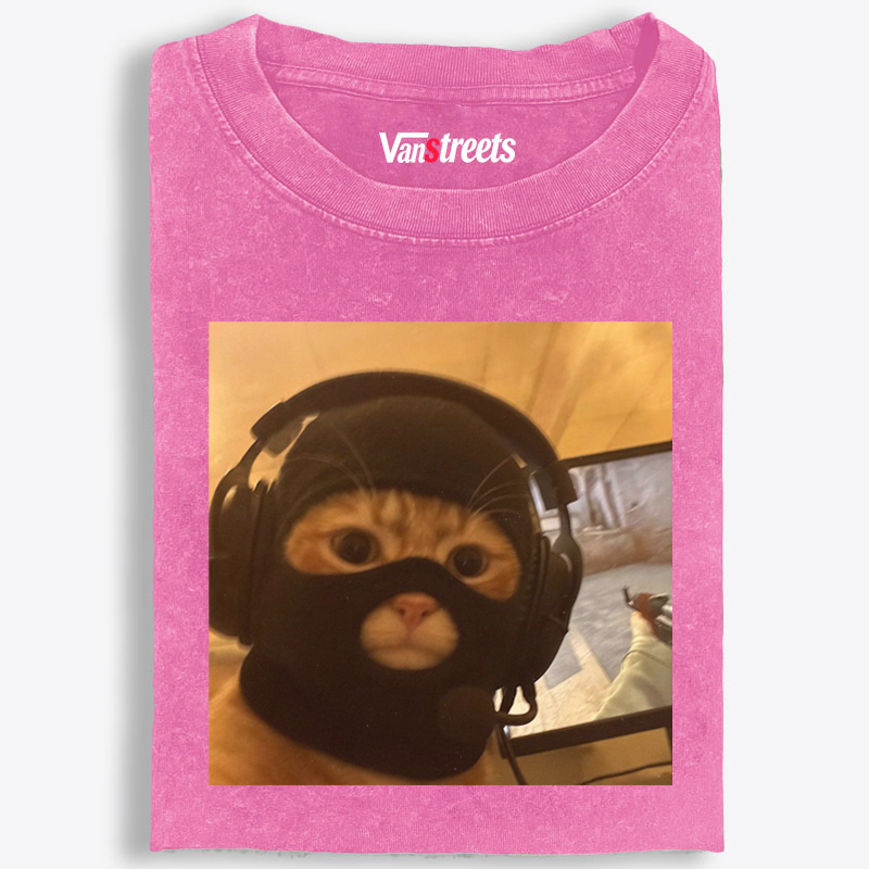 CS:GO Balaclava Cat Meme Retro Washed T-Shirt | 100% Cotton | Streetwear Essential