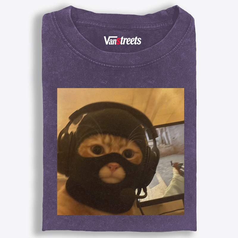 CS:GO Balaclava Cat Meme Retro Washed T-Shirt | 100% Cotton | Streetwear Essential