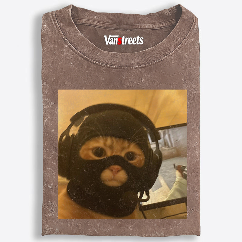 CS:GO Balaclava Cat Meme Retro Washed T-Shirt | 100% Cotton | Streetwear Essential