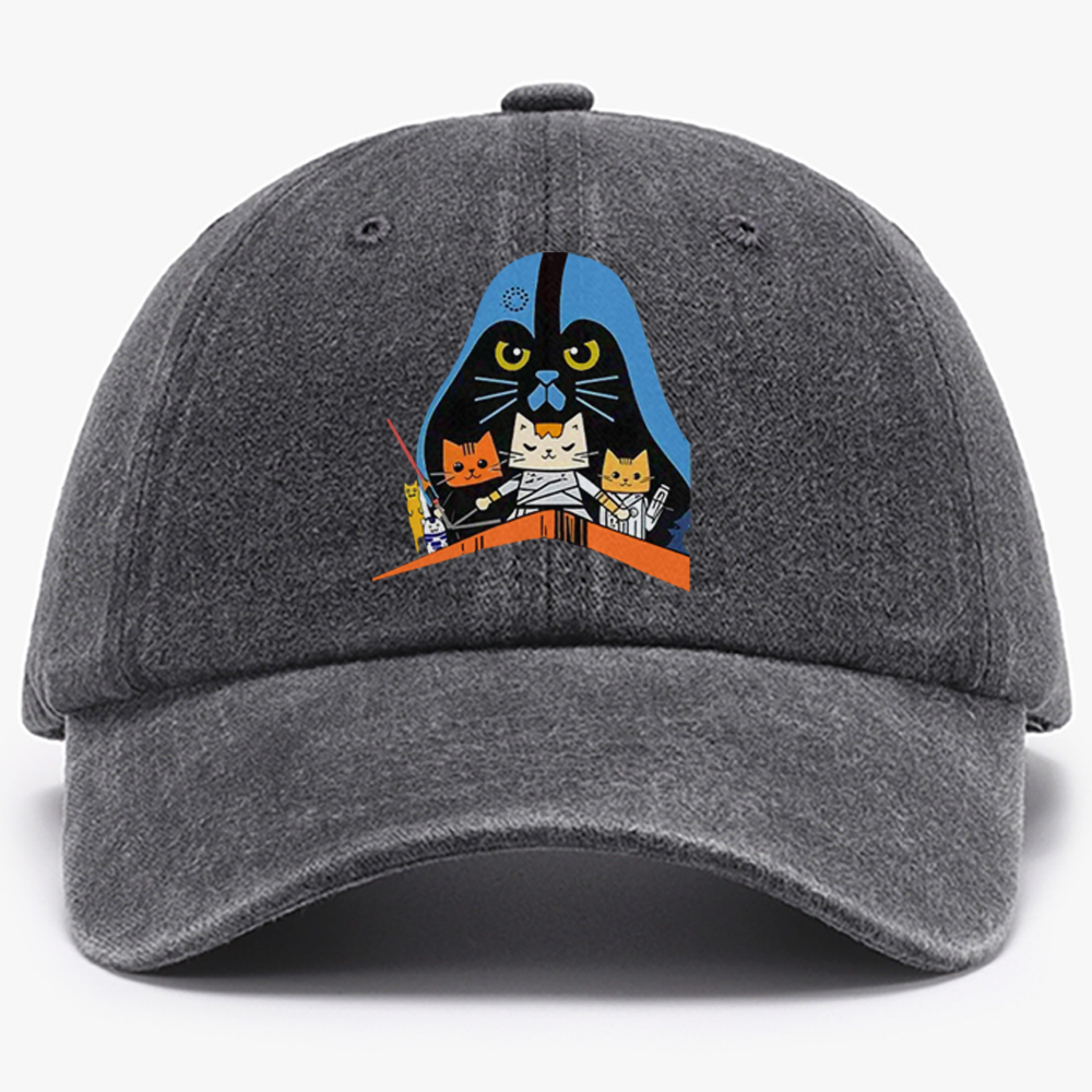 Cat Wars Graphic Retro Washed Baseball Cap